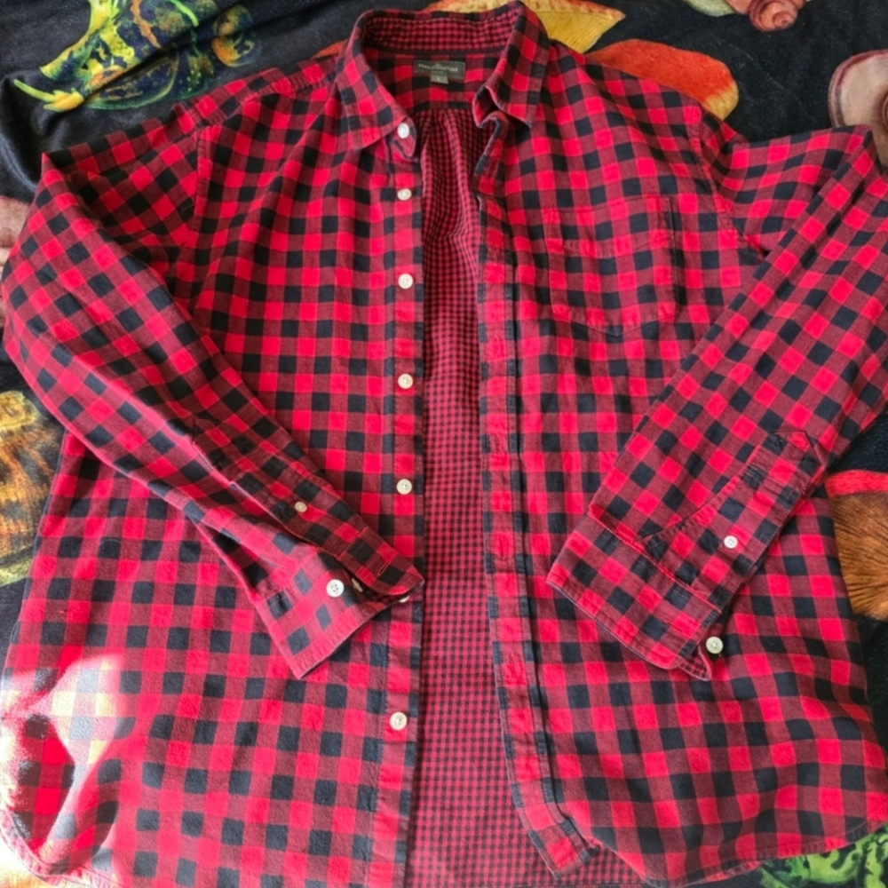 L.L. Bean Signature Red and Black Plaid Flannel